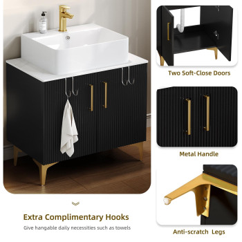 Dwvo 30 Bathroom Vanity With Counter Top Sink Combo Modern Bathroom Storage Vanity Cabinet Set Included Drain Wooden 2 Large