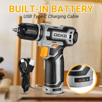 Cordless Drill Deko Pro 12V Power Battery Drill Set With Small Electric Drills And 38Inch Keyless Chuck With Portable Tool Se