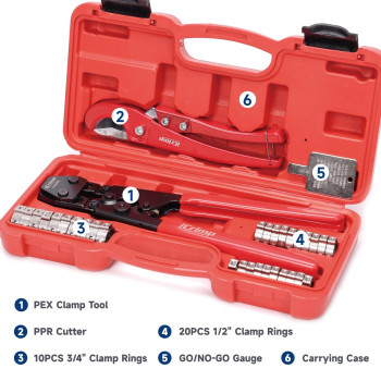 Icrimp Pex Pipe Clamp Crimping Tool Kit Cinch Crimper Tool For Stainless Steel Clamps From 38Inch To 1Inch With 12Inch 20Pc