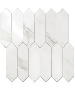 Vamos Tile Glossy White Marble Backsplash Tile Peel And Stick 128 X 128 Inch 10 Sheets Long Hexagon Pvc Self Adhesive Mosaic