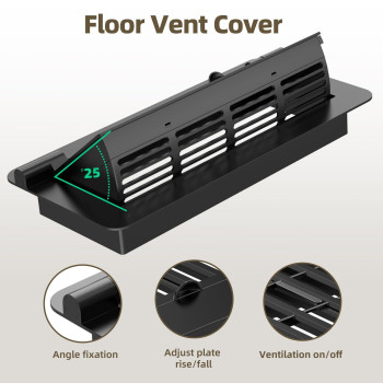 Floor Vent Covers 4 X 10 Inch Adjustable Air Vent Deflectors For Home Floor Black Floor Register Use For Home Sidewall Office