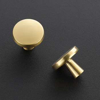 Ravinte 10 Pack 114 Inch Drawer Knobs Dresser Cabinet Hardware Solid Brushed Brass Single Hole Kitchen Cabinet Knobs Drawer Pu