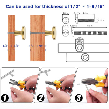 Ravinte 10 Pack 114 Inch Drawer Knobs Dresser Cabinet Hardware Solid Brushed Brass Single Hole Kitchen Cabinet Knobs Drawer Pu