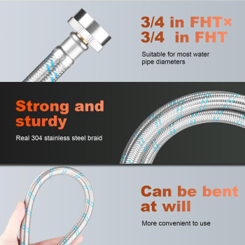 Premium Proof Stainless Steel Washing Machine Hoses Universal Fit To All Wash Machines Hot And Cold Water Supply Braided Stainle