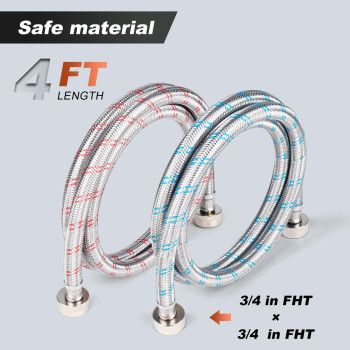 Premium Proof Stainless Steel Washing Machine Hoses Universal Fit To All Wash Machines Hot And Cold Water Supply Braided Stainle