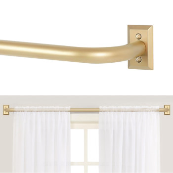 Tangwin Gold Curtain Rod Wrap Around Curtain Rod Curtain Rods For Windows 36 To 72 Inch 1 Inch Adjustable Blackout Curtain Rod C