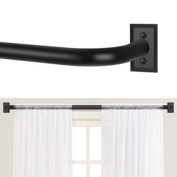 Tangwin Black Curtain Rod Wrap Around Curtain Rod Curtain Rods For Windows 36 To 72 Inch 1 Inch Adjustable Blackout Curtain Rod