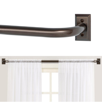 Tangwin Bronze Curtain Rod Wrap Around Curtain Rod Curtain Rods For Windows 36 To 72 Inch 1 Inch Adjustable Blackout Curtain Rod