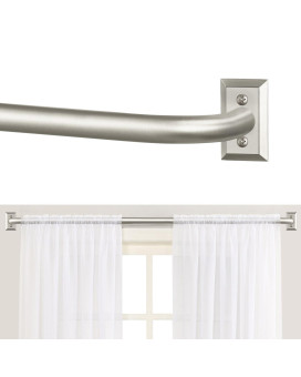 Brushed Nickel Curtain Rod Wrap Around Curtain Rod Curtain Rods For Windows 28 To 60 Inch 1 Inch Adjustable Blackout Curtain Rod