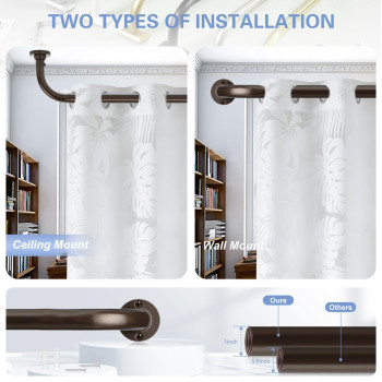 Tangwin Wrap Around Curtain Rod Bronze Curtain Rod Curtain Rods For Windows 36 To 72 In 1Inch Blackout Curtain Rod Adjustable Wi