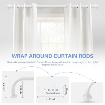 Tangwin Wrap Around Curtain Rod White Curtain Rod Curtain Rods For Windows 28 To 60Inch 1Inch Blackout Curtain Rod Adjustable Wi