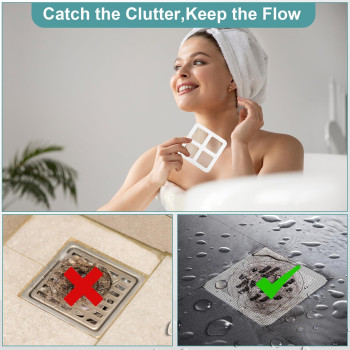 120 Pcs 4 X 4 Disposable Shower Drain Cover Hair Catcher Shower Drain Mesh Stickers For Bathroom Laundry Bathtub Kitchen