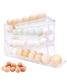 Fqmotongge Egg Holder For Fridge 4Tier Egg Holder And Organizer For Egg Storage And Freshness With Autorolling