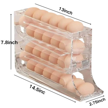 Fqmotongge Egg Holder For Fridge 4Tier Egg Holder And Organizer For Egg Storage And Freshness With Autorolling