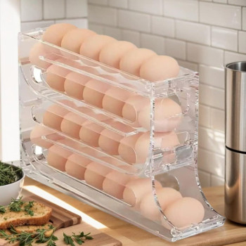 Fqmotongge Egg Holder For Fridge 4Tier Egg Holder And Organizer For Egg Storage And Freshness With Autorolling