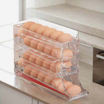 Fqmotongge Egg Holder For Fridge 4Tier Egg Holder And Organizer For Egg Storage And Freshness With Autorolling