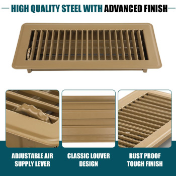 Voisen Floor Register 4X10 16 Pack Brown Floor Register Vents Heavy Duty Steel Walkable Floor Grates Adjustable Decor Grates Fo