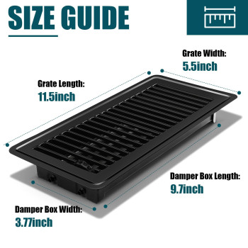 Voisen Floor Register 4X10 16 Pack Black Floor Register Vents Heavy Duty Steel Walkable Floor Grates Adjustable Decor Grates Fo