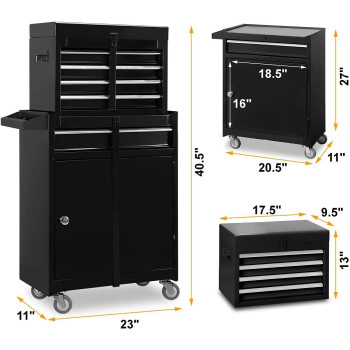 Big Red Atbt1204Rblack2 Torin Rolling Garage Workshop Tool Organizer Detachable 4 Drawer Tool Chest With Large Storage Cabine