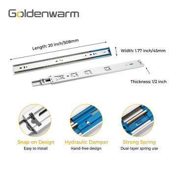 Goldenwarm 10 Pair Soft Close Drawer Slides 20 Inch Heavy Duty Full Extension Drawer Glides Ball Bearing Side Mount Cabinet R