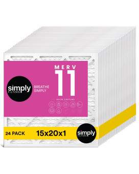 Simply Filters 15X20X1 Merv 11 Mpr 1000 Air Filter 24 Pack Actual Size 1475X1975075 Hvac Ac Furnace Air Pleate