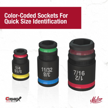 Malco 7In1 Crhex Flipbit Socket Set With 3 Cleanable Reversible Stackable Colorcoded Sockets Powerful Magnet Impact