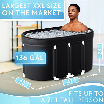 Upgraded 2024 Xxl 136Gallon Large Oval Ice Bath Tub For Athletes Multilayered Portable Cold Plunge Tub For Recovery Cover