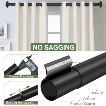 Briofox Black Curtain Rods For Windows 72 To 144 Inch Adjustable Length 1 Inch Diameter Heavy Duty Window Curtain Rods For Indoo