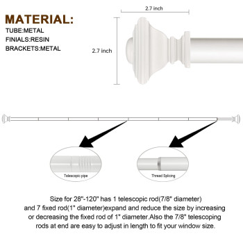Briofox White Curtain Rods For Windows 66 To 120 Inch Adjustable Length 1 Inch Diameter Heavy Duty Window Curtain Rods For Indoo