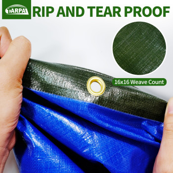 Tarpal Tarps Waterproof 15X15 Green Heavy Duty Tarp 16Mil Small Tarp With Brass Grommets Every 177 Tearuv Protection Cover F