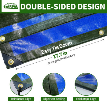 Tarpal Tarps Waterproof 15X15 Green Heavy Duty Tarp 16Mil Small Tarp With Brass Grommets Every 177 Tearuv Protection Cover F