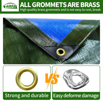 Tarpal Tarps Waterproof 20X30 Green Heavy Duty Tarp 16Mil Small Tarp With Brass Grommets Every 177 Tearuv Protection Cover F