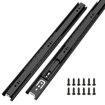 Lontan 20 Inch Ball Bearing Drawer Slides 2 Pairs Black Side Mount Drawer Slides Heavy Duty Kitchen Cabinet Drawer Rails 100Lb C