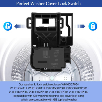 Wh01X27954 Ge Washer Lid Lock Switch Compatible With 290D1580P004 290D1580P001 For Ge Washer Parts And Hotpoint Top Load Washing