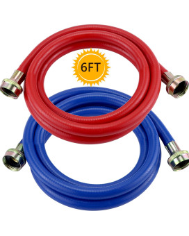 6Ft Washer And Dryer Hoses Washing Machine Hoses 6Ft Burst Proof Water Supply Lines For Hot And Cold Hoses 2 Packs With 34