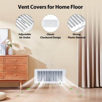 Floor Register 4X10 Plastic Floor Vent Covers 12 Pcs Adjustable Decor Grates For Home Floor Sidewall Office Or Ceiling Vent V