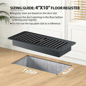 Floor Vent Covers Plastic Floor Register 4X10 Adjustable Decor Grates For Home Floor Sidewall Office Or Ceiling Vent Vent Cov