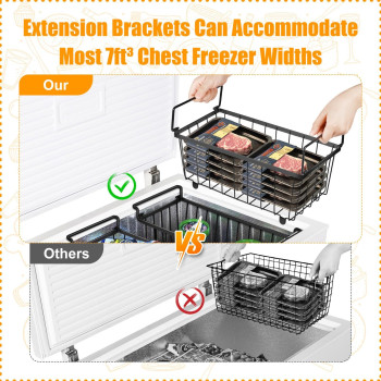 Mkway Chest Freezer Organizer Bins Stackable 6 Pack Deep Freezer Baskets 4 Extension Brackets 24 Base Rubber Sleeve Freezer