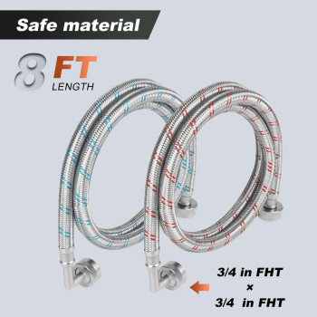 Premium Stainless Steel Washing Machine Hoses With 90 Degree Elbow Universal Fit To All Hot And Cold Water Supply For Washing Ma