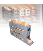 4 Tiers Egg Holder For Fridge 2024 New Automatic Scrolling Egg Rack Holder Spacesaving Egg Dispenser Holder Large Capacity E