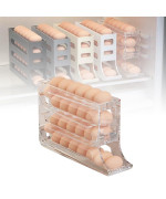 4 Tiers Egg Holder For Fridge 2024 New Automatic Scrolling Egg Rack Holder Spacesaving Egg Dispenser Holder Large Capacity E