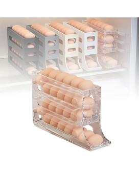 4 Tiers Egg Holder For Fridge 2024 New Automatic Scrolling Egg Rack Holder Spacesaving Egg Dispenser Holder Large Capacity E