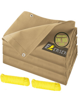 Ezcasch 20X20 Canvas Tarp Heavy Duty Water Resistant Tarpaulins With Aluminum Grommets Uv Resistant 22Mil Multipurpose Drop Clo