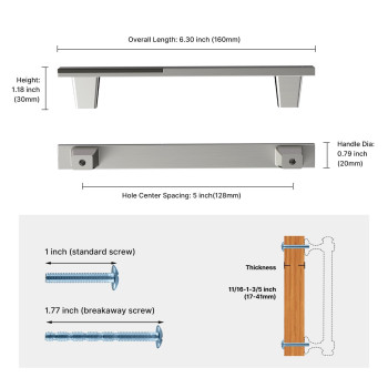 Haliwu 20 Pack Silver And Grey Cabient Handles 2 Tone Drawer Handles Grey And Brushed Nickel Cabinet Pulls 5 Inch Dresser Handle