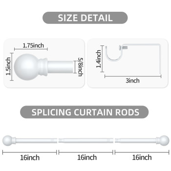 Thestoa Curtain Rods For Windows 3046 Inch 58 White Curtain Rods Stainless Steel Small Curtain Rods For Bedroom Living Ro