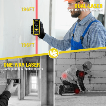 Ikovwuk Dual Laser Measuring Tool 393Ft120M Bilateral Laser Distance Meter 6 Unit Switching Rechargeable Digital Laser Measur