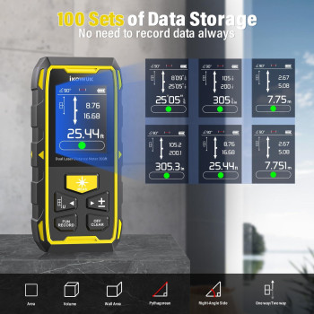 Ikovwuk Dual Laser Measuring Tool 393Ft120M Bilateral Laser Distance Meter 6 Unit Switching Rechargeable Digital Laser Measur