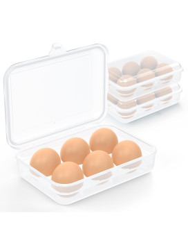 Zpu 2Pcs Egg Container 6 Grid Plastic Egg Storage Box Shockproof Leakproof Egg Holder For Refrigerator Camping Picnic Hiking T