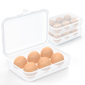 Zpu 2Pcs Egg Container 6 Grid Plastic Egg Storage Box Shockproof Leakproof Egg Holder For Refrigerator Camping Picnic Hiking T