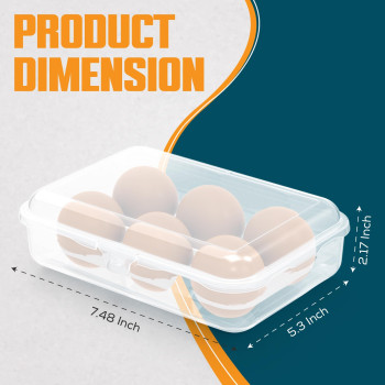 Zpu 2Pcs Egg Container 6 Grid Plastic Egg Storage Box Shockproof Leakproof Egg Holder For Refrigerator Camping Picnic Hiking T